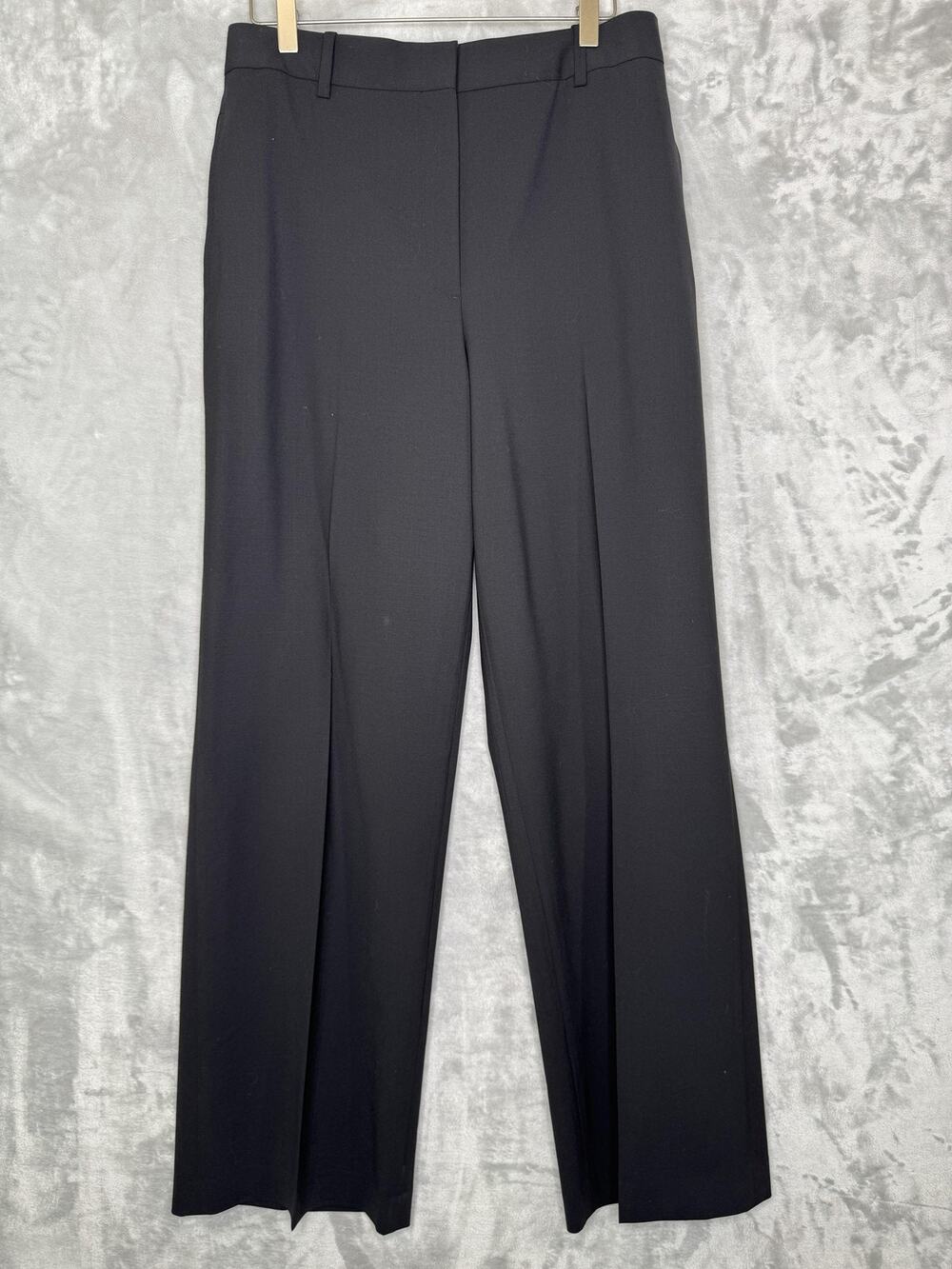 Theory Pants Womens 8 Black Traceable Wool Straight Leg Dress Career Work Office